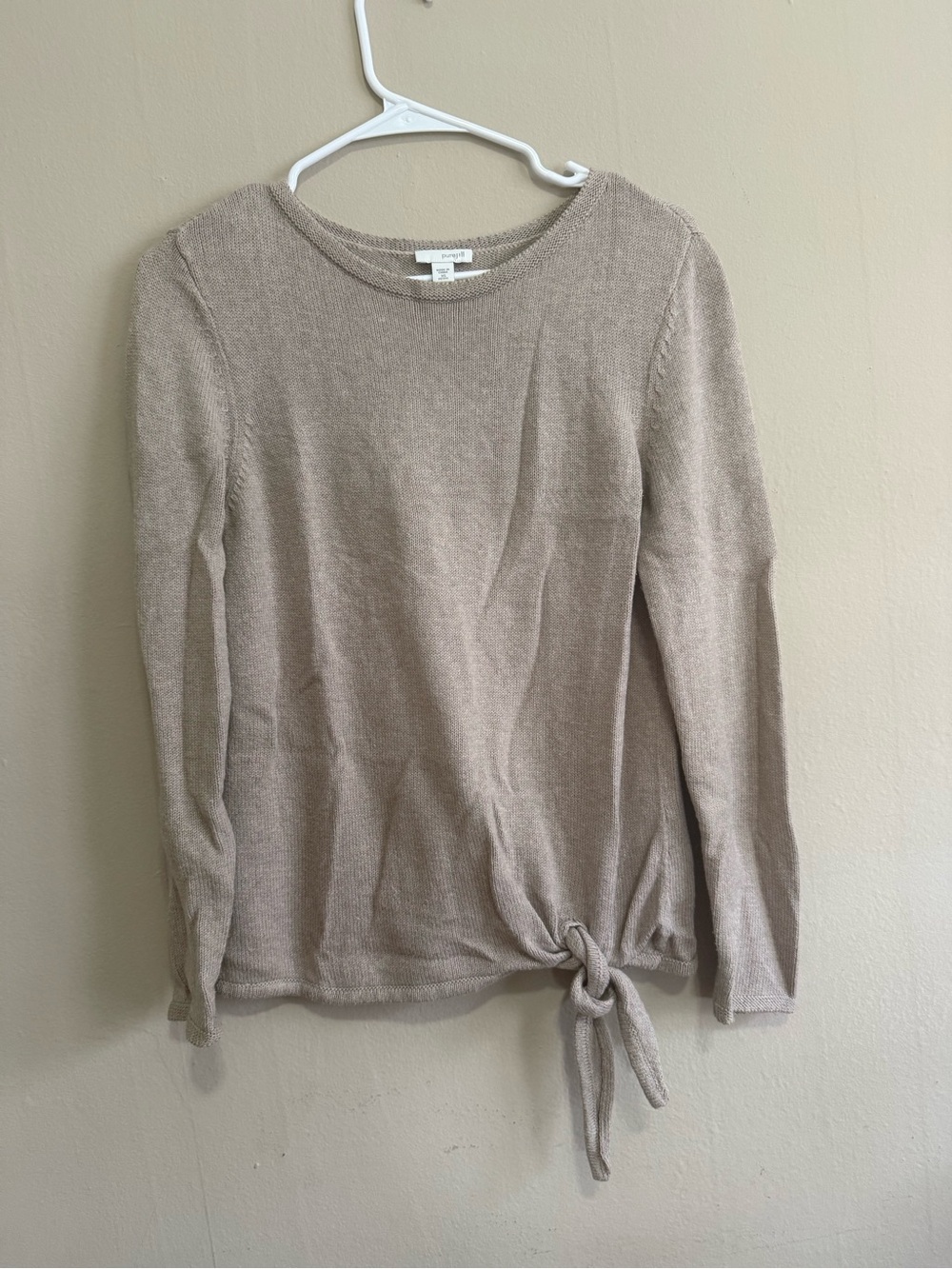 J. Jill Tie-Hem Crewneck Sweater - Taupe